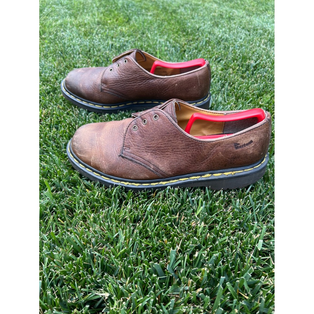 Dr. Martens Vintage Made in England Pebbled Brown Leather Oxford Shoes 3 Eyelet